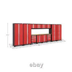 Garage Storage Cabinets Red Steel 14 Piece Set Bamboo Work Station Multi Use