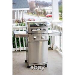 Gas Grill 2 -Burners with Cabinet Built-in Thermometer LED Control Knobs & BBQ SET