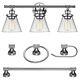 Globe Electric Parker 3 Light Chrome Vanity Light With Glass Shades 5 Piece