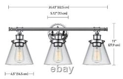Globe Electric Parker 3 Light Chrome Vanity Light with Glass Shades 5 Piece