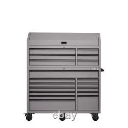 Heavy-Duty 56 In. W 18-Drawer Combination Tool Chest And Cabinet Set, Matte Gray