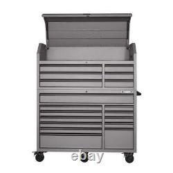 Heavy-Duty 56 in. W 18-Drawer Combination Tool Chest and Cabinet Set, Matte Gray