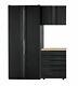 Heavy Duty Welded 64inwx81inhx24ind Steel Garage Cabinet Set In Black (3-piece)