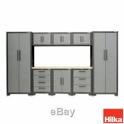 Hilka Professional 24 Gauge Steel 9 Piece Modular Cabinet Set