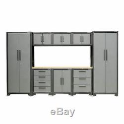 Hilka Professional 24 Gauge Steel 9 Piece Modular Cabinet Set