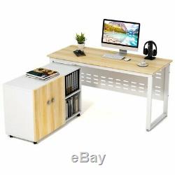 Home Office Modern Computer Desk or 55'' Working Table&File Storage Cabinet Set