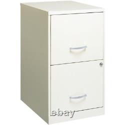 Home Square 2 Drawer Metal Filing Cabinet Set in Pearl White (Set of 2)