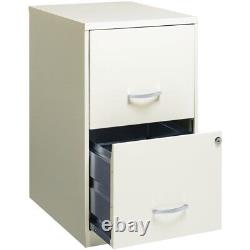 Home Square 2 Drawer Metal Filing Cabinet Set in Pearl White (Set of 2)