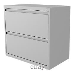 Home Square 2 Drawer Metal Lateral Filing Cabinet Set in Silver (Set of 2)