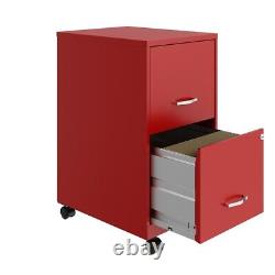 Home Square 2 Drawer Mobile Filing Cabinet Set in Red (Set of 2)