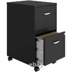 Home Square 2 Drawer Mobile Metal Filing Cabinet Set in Charcoal (Set of 2)