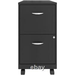 Home Square 2 Drawer Mobile Metal Filing Cabinet Set in Charcoal (Set of 2)