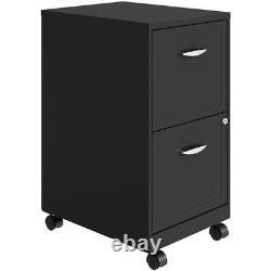 Home Square 2 Drawer Mobile Metal Filing Cabinet Set in Charcoal (Set of 2)