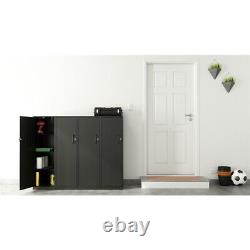 Home Square 2 Piece Metal Locker Storage Cabinet Set with 4 Shelf in Charcoal