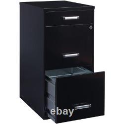 Home Square 3 Drawer Metal Filing Cabinet Set in Black (Set of 2)