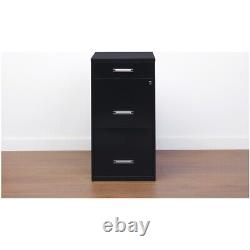 Home Square 3 Drawer Metal Filing Cabinet Set in Black (Set of 2)