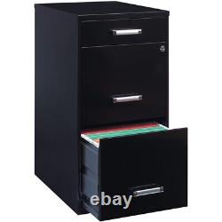 Home Square 3 Drawer Metal Filing Cabinet Set in Black (Set of 2)