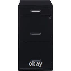 Home Square 3 Drawer Metal Filing Cabinet Set in Black (Set of 2)