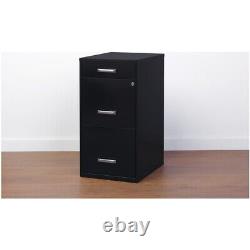 Home Square 3 Drawer Metal Filing Cabinet Set in Black (Set of 2)