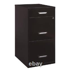 Home Square 3 Drawer Metal Filing Cabinet Set in Black (Set of 2)