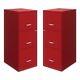 Home Square 3 Drawer Metal Vertical Filing Cabinet Set In Lava Red (set Of 2)