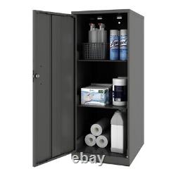 Home Square 3 Shelf Metal Locker Storage Cabinet Set in Charcoal (Set of 2)