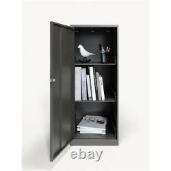 Home Square 3 Shelf Metal Locker Storage Cabinet Set in Charcoal (Set of 2)