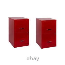 Home Square Set of 2 18 2 Drawer Metal File Cabinet in Lava Red