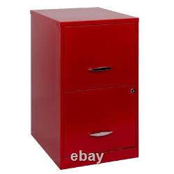 Home Square Set of 2 18 2 Drawer Metal File Cabinet in Lava Red