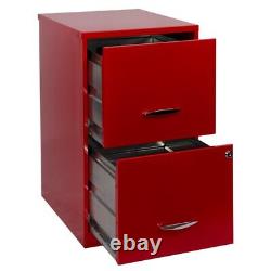 Home Square Set of 2 18 2 Drawer Metal File Cabinet in Lava Red