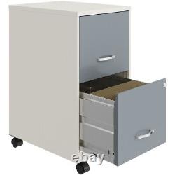 Home Square Set of 2 2-Drawer Mobile Vertical File Cabinet White and Platinum