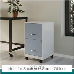 Home Square Set of 2 2-Drawer Mobile Vertical File Cabinet White and Platinum