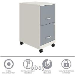 Home Square Set of 2 2-Drawer Mobile Vertical File Cabinet White and Platinum