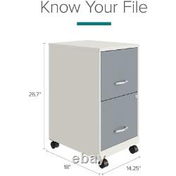 Home Square Set of 2 2-Drawer Mobile Vertical File Cabinet White and Platinum