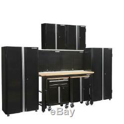 Husky 145 in. W x 98 in. H x 24 in. D Steel Garage Cabinet Set in Black 8-Piece