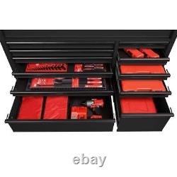 Husky 18-Drawer Matte Black Combination Rolling Tool Chest/Top Tool Cabinet Set