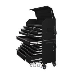 Husky 18-Drawer Matte Black Combination Rolling Tool Chest/Top Tool Cabinet Set