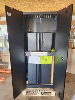 Husky 3 Piece Set, black 30' L X 19.5' W X 73' H has three storage cabinets
