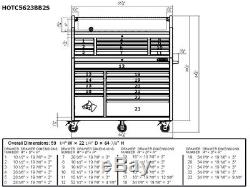 Husky 56 In. 23 Drawer Garage Tool Chest Rolling Cabinet Set Organizer Steel