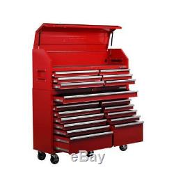 Husky 61 in. W 18-Drawer Combination Tool Chest and Rolling Cabinet Set in Red