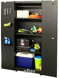Husky Garage Cabinet Set 54 in. W x 75 in. H x 19 in. D Steel Black (3-Piece)