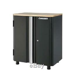 Husky Garage Storage Cabinet Set 24 in. D Lockable Wheeled Steel Black (3-Piece)