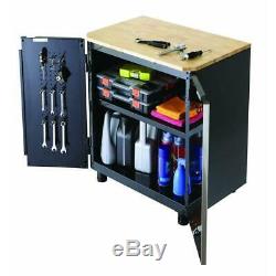 Husky Garage Storage Cabinet Set 24 in. D Lockable Wheeled Steel Black (3-Piece)