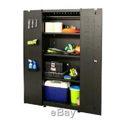 Husky Garage Storage Cabinet Set 78 in. X 75 in. X 19 in. Steel Black (4-Piece)