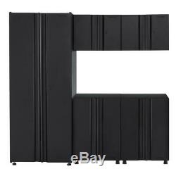 Husky Garage Storage Cabinet Set Lockable Pre-Assembled Steel Black (5-Piece)