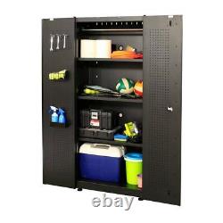 Husky Garage Storage System 4-Pcs Welded Steel Black (Locker/Base/Wall Cabinet)