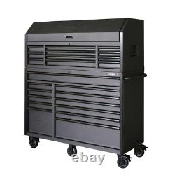 Husky Heavy Duty Tool Chest Cabinet Set 56 in. 23 Soft-Close Drawer Matte Black