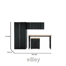 Husky Heavy Duty Welded 108x81x24 in Steel Garage Cabinet Set in Black (5-Piece)