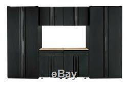 Husky Heavy Duty Welded 128x81x24 in Steel Garage Cabinet Set in Black (6-Piece)
