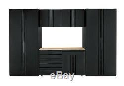 Husky Heavy Duty Welded 128x81x24 in Steel Garage Cabinet Set in Black (6-Piece)
